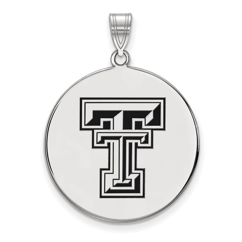 Sterling Silver Texas Tech U. XL Enamel Disc Pendant, Item P21452 by The Black Bow Jewelry Co.