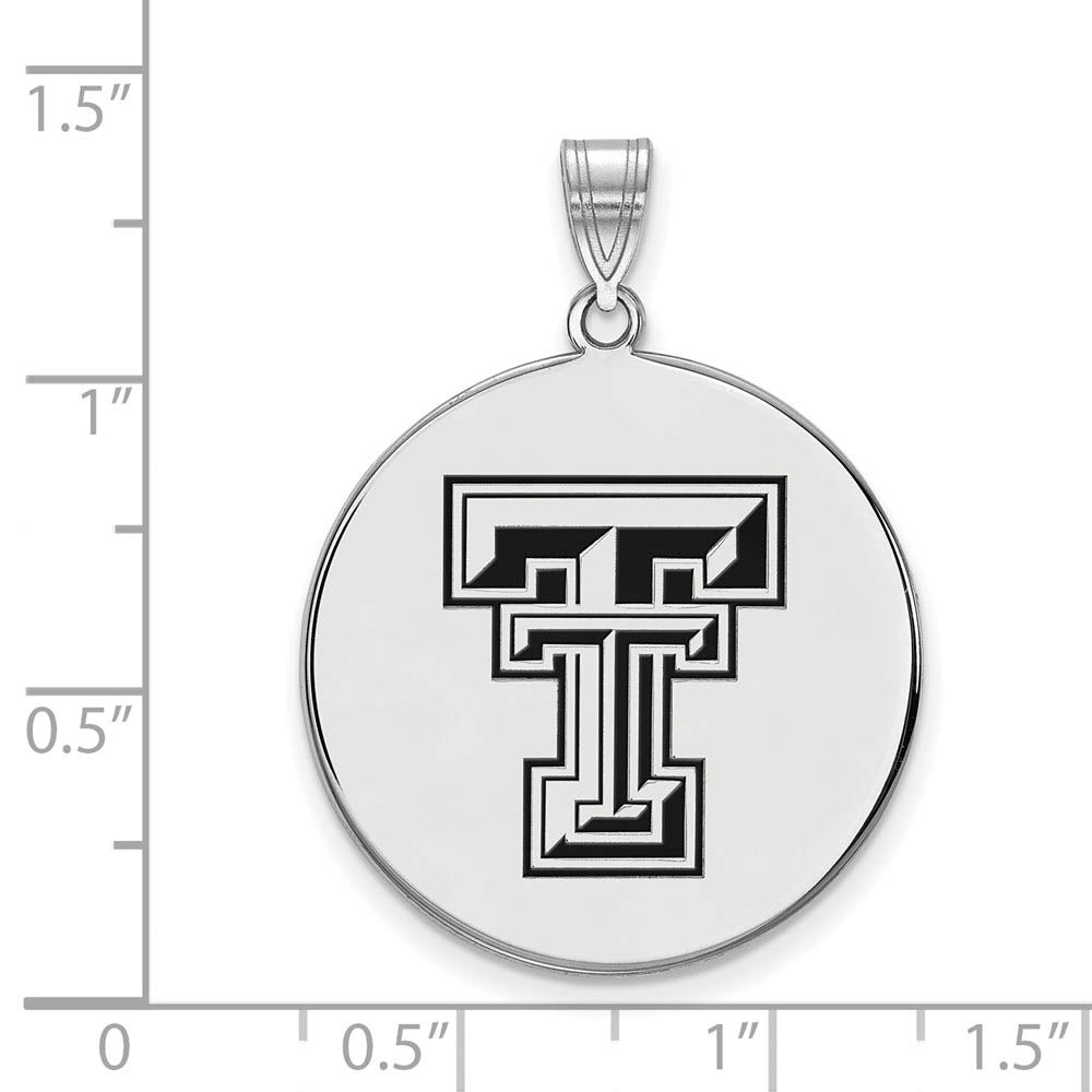 Alternate view of the Sterling Silver Texas Tech U. XL Enamel Disc Pendant by The Black Bow Jewelry Co.