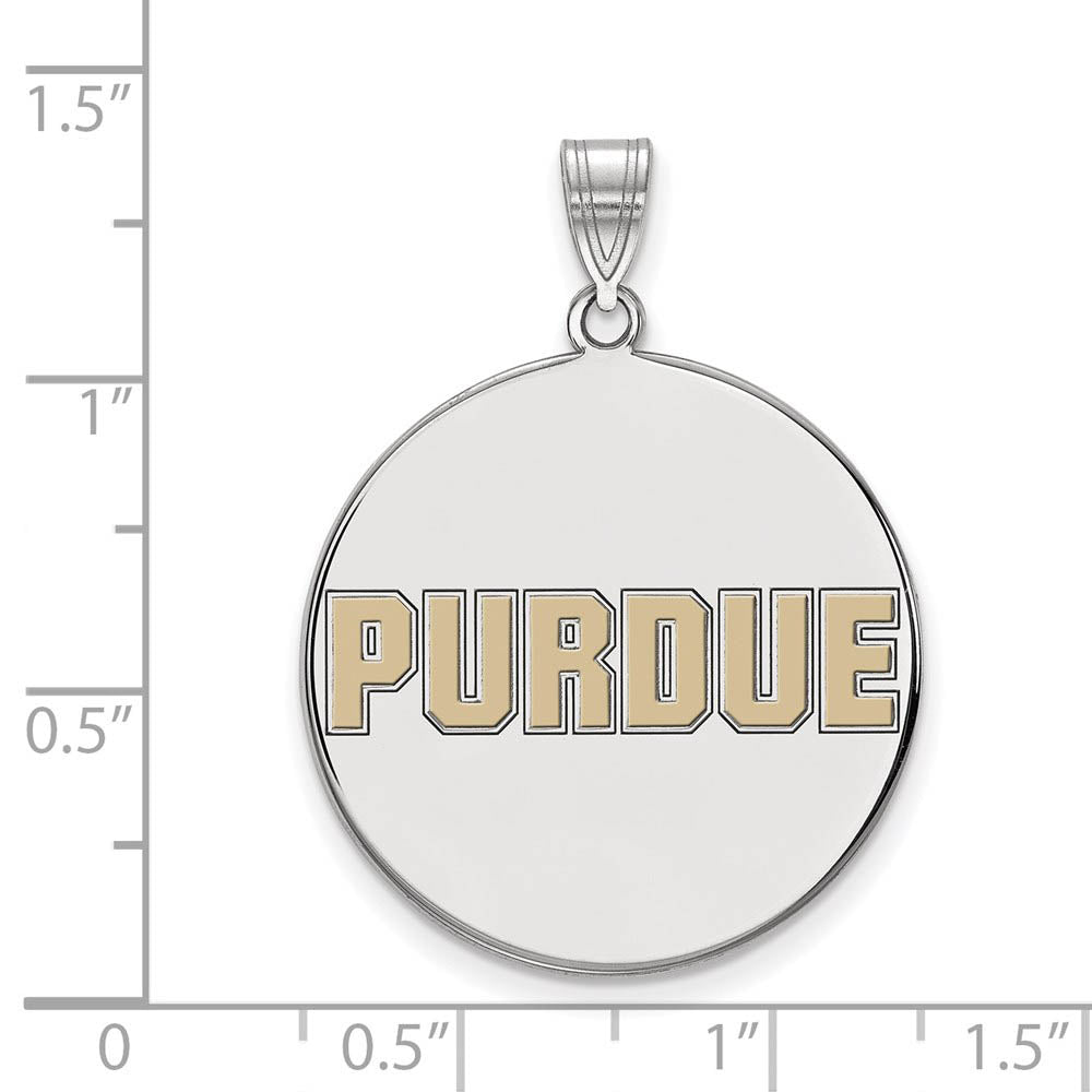 Alternate view of the Sterling Silver Purdue XL Enamel Script Disc Pendant by The Black Bow Jewelry Co.