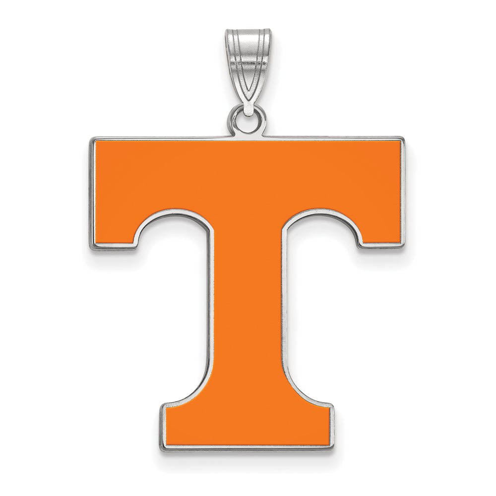 Sterling Silver U. of Tennessee XL Enamel 'T' Pendant, Item P21459 by The Black Bow Jewelry Co.