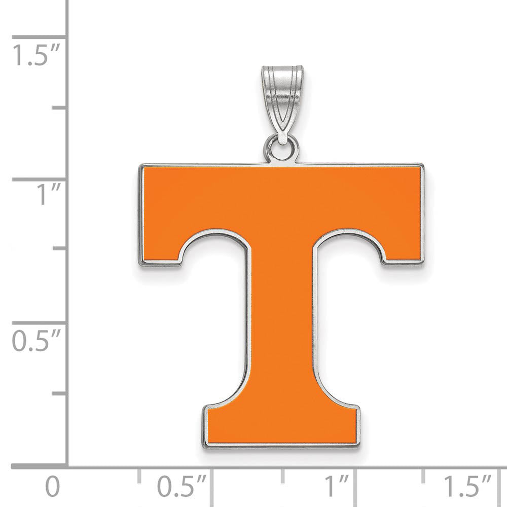 Alternate view of the Sterling Silver U. of Tennessee XL Enamel 'T' Pendant by The Black Bow Jewelry Co.