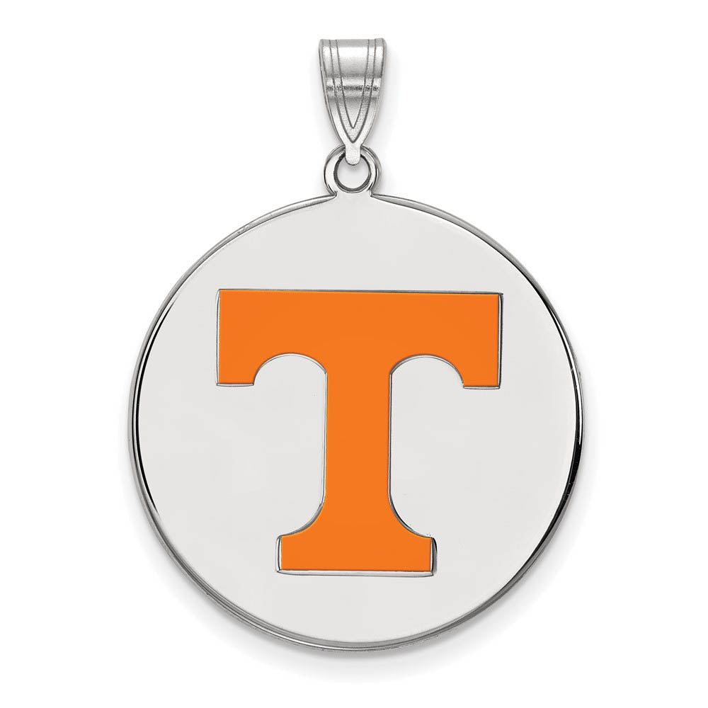 Sterling Silver U. of Tennessee XL Enamel 'T' Disc Pendant, Item P21461 by The Black Bow Jewelry Co.
