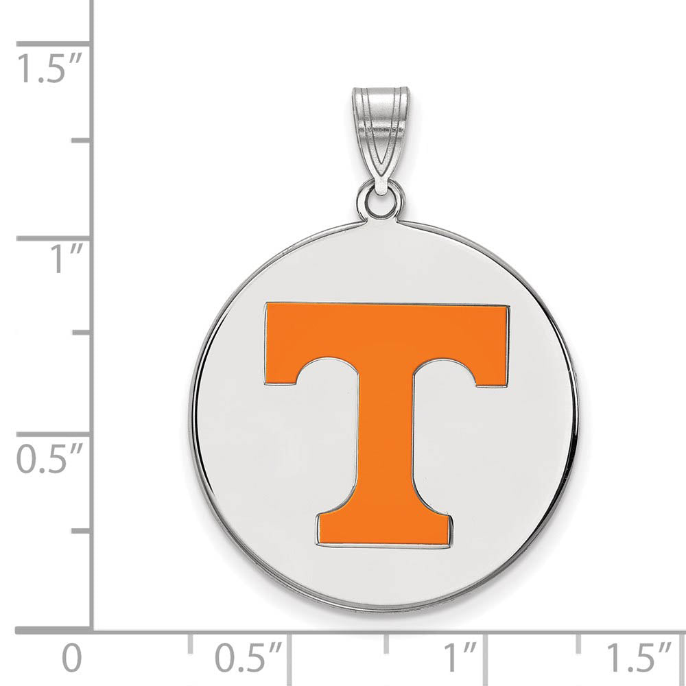 Alternate view of the Sterling Silver U. of Tennessee XL Enamel 'T' Disc Pendant by The Black Bow Jewelry Co.