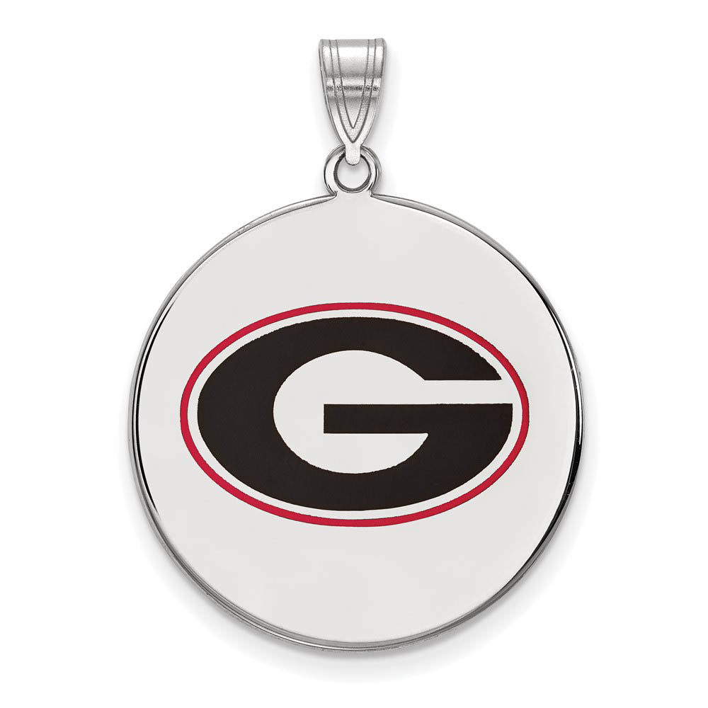 Sterling Silver U. of Georgia XL Enameled Pendant, Item P21462 by The Black Bow Jewelry Co.