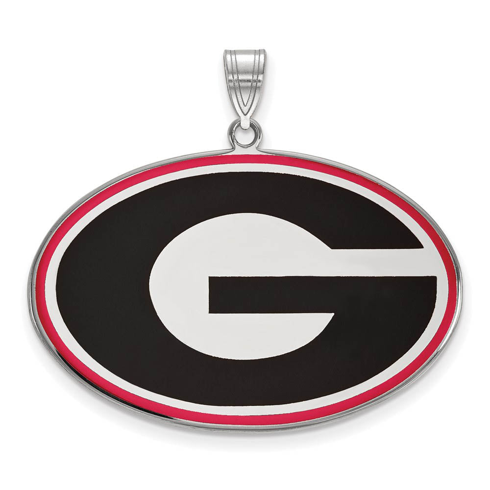Sterling Silver U. of Georgia XL Enamel Pendant, Item P21464 by The Black Bow Jewelry Co.
