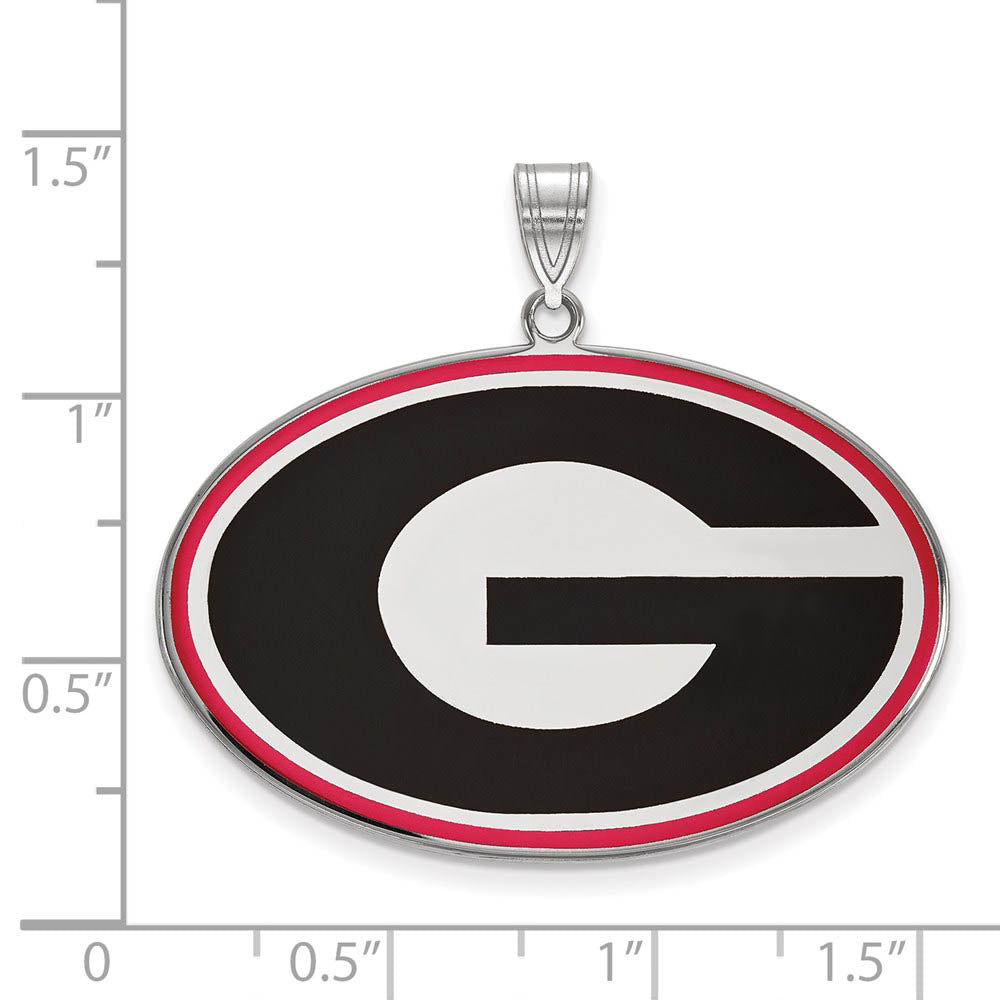 Alternate view of the Sterling Silver U. of Georgia XL Enamel Pendant by The Black Bow Jewelry Co.