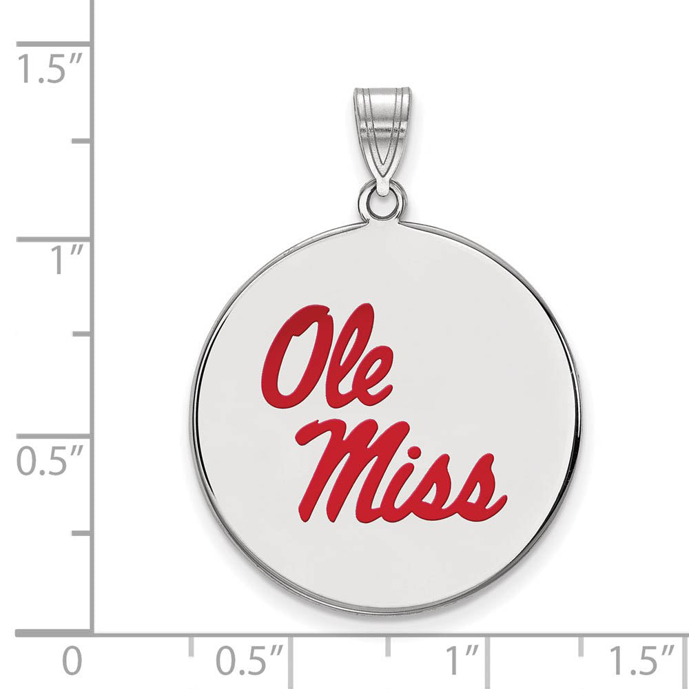 Alternate view of the Sterling Silver U. of Mississippi XL Enamel Disc Pendant by The Black Bow Jewelry Co.
