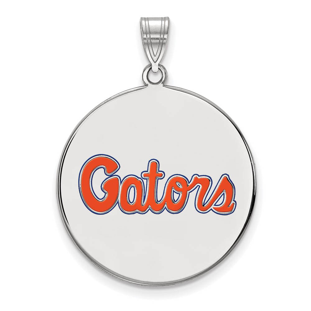 Sterling Silver U of Florida XL Enamel Disc Pendant, Item P21467 by The Black Bow Jewelry Co.