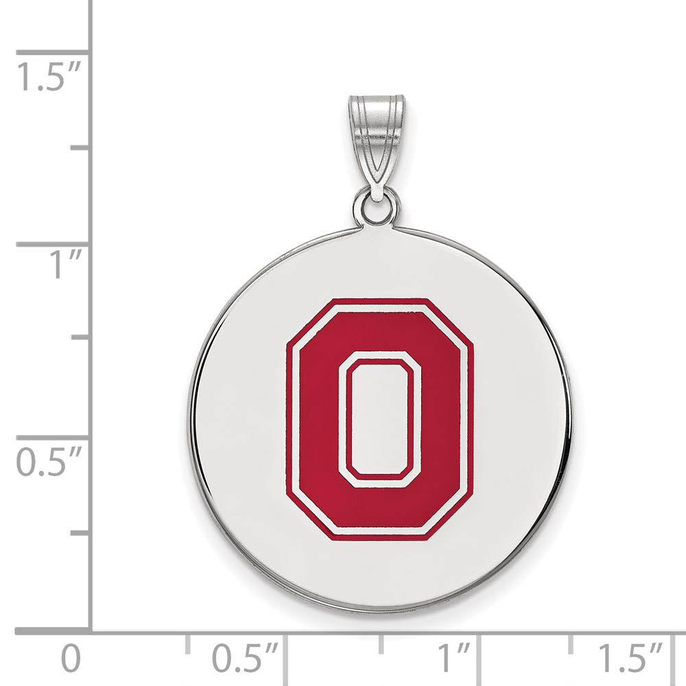Alternate view of the Sterling Silver Ohio State XL Enamel Disc Pendant by The Black Bow Jewelry Co.