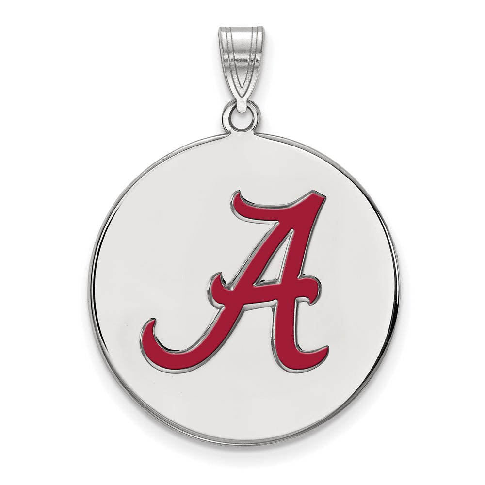 Sterling Silver U. of Alabama XL Enamel Disc Pendant, Item P21471 by The Black Bow Jewelry Co.