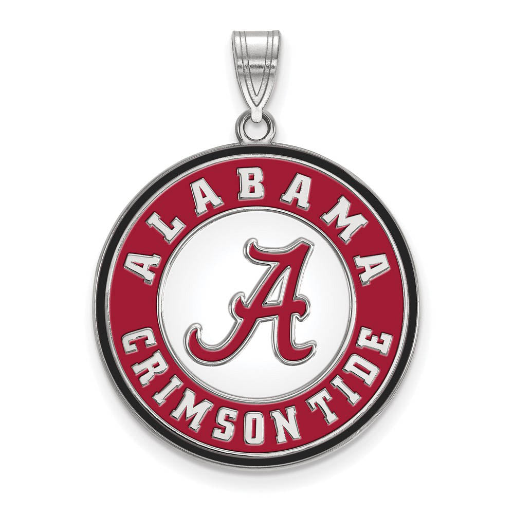Sterling Silver U. of Alabama XL Enamel Disc Pendant, Item P21472 by The Black Bow Jewelry Co.