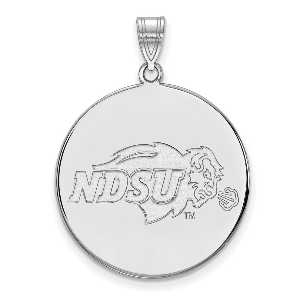 10k White Gold North Dakota State XL Disc Pendant, Item P21493 by The Black Bow Jewelry Co.