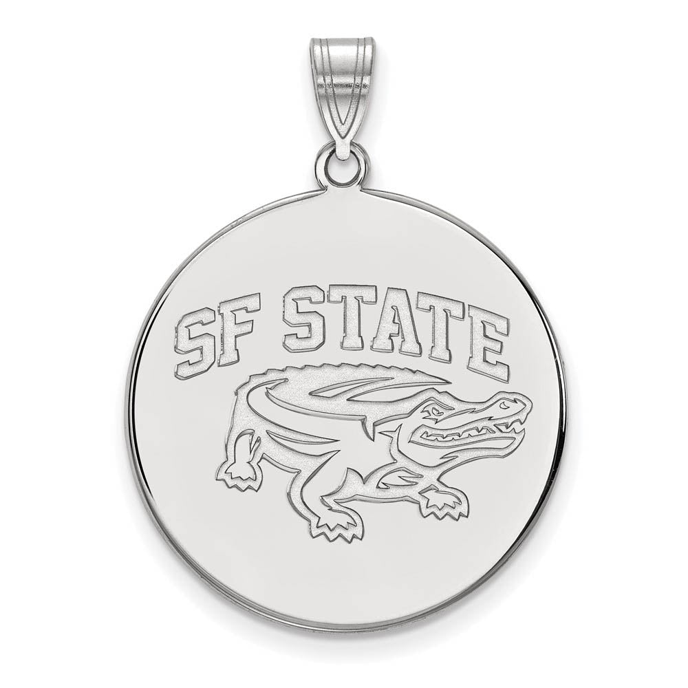 10k White Gold San Francisco State XL Disc Pendant, Item P21499 by The Black Bow Jewelry Co.