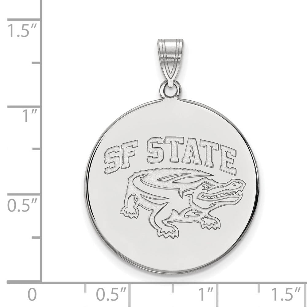 Alternate view of the 10k White Gold San Francisco State XL Disc Pendant by The Black Bow Jewelry Co.
