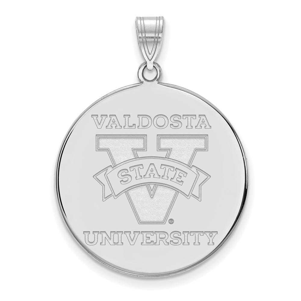 10k White Gold Valdosta State XL Disc Pendant, Item P21518 by The Black Bow Jewelry Co.