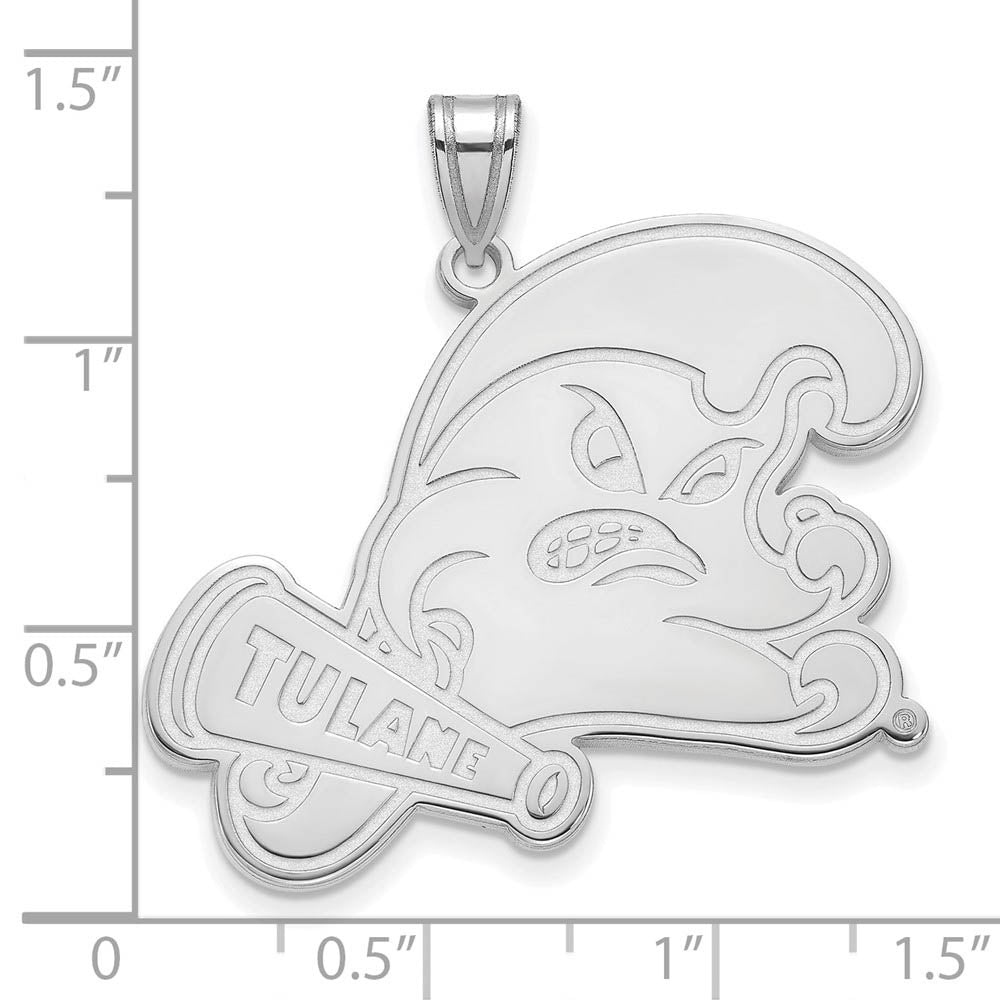 Alternate view of the 10k White Gold Tulane U. XL Pendant by The Black Bow Jewelry Co.