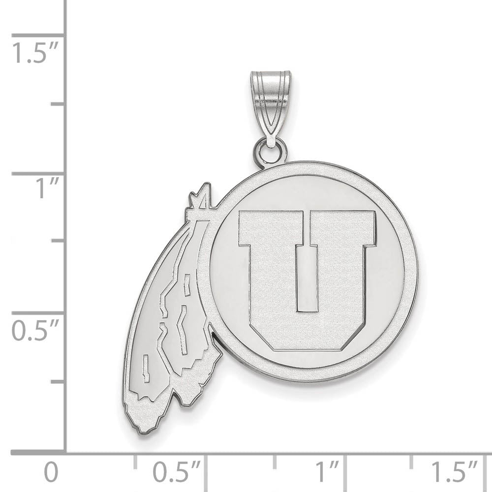 Alternate view of the 10k White Gold U. of Utah XL Pendant by The Black Bow Jewelry Co.