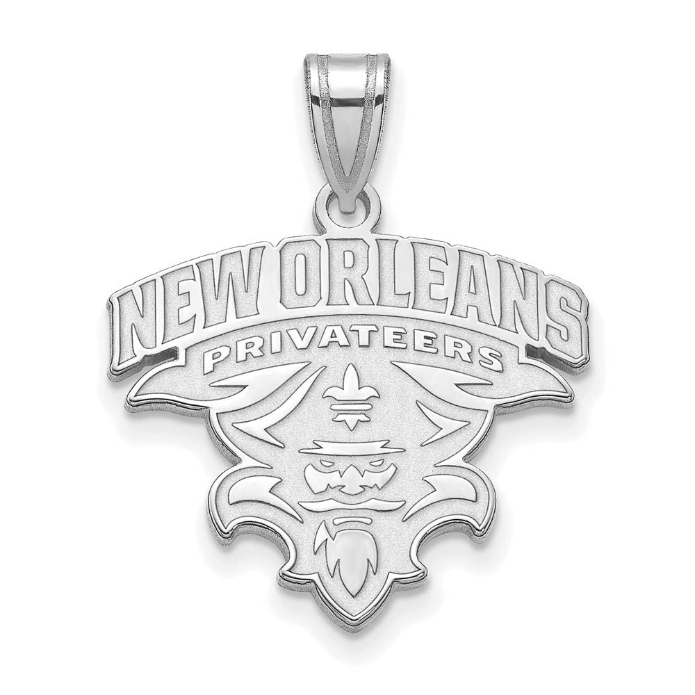 10k White Gold U. of New Orleans XL Pendant, Item P21539 by The Black Bow Jewelry Co.