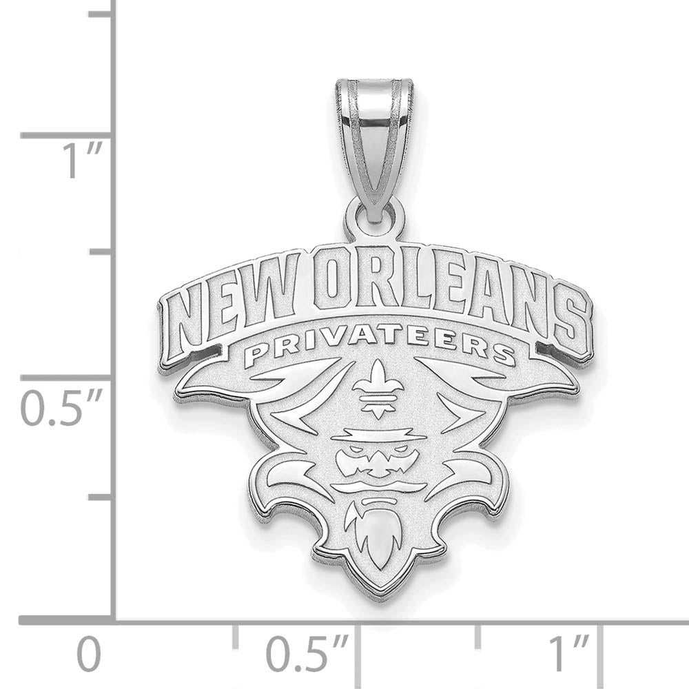 Alternate view of the 10k White Gold U. of New Orleans XL Pendant by The Black Bow Jewelry Co.
