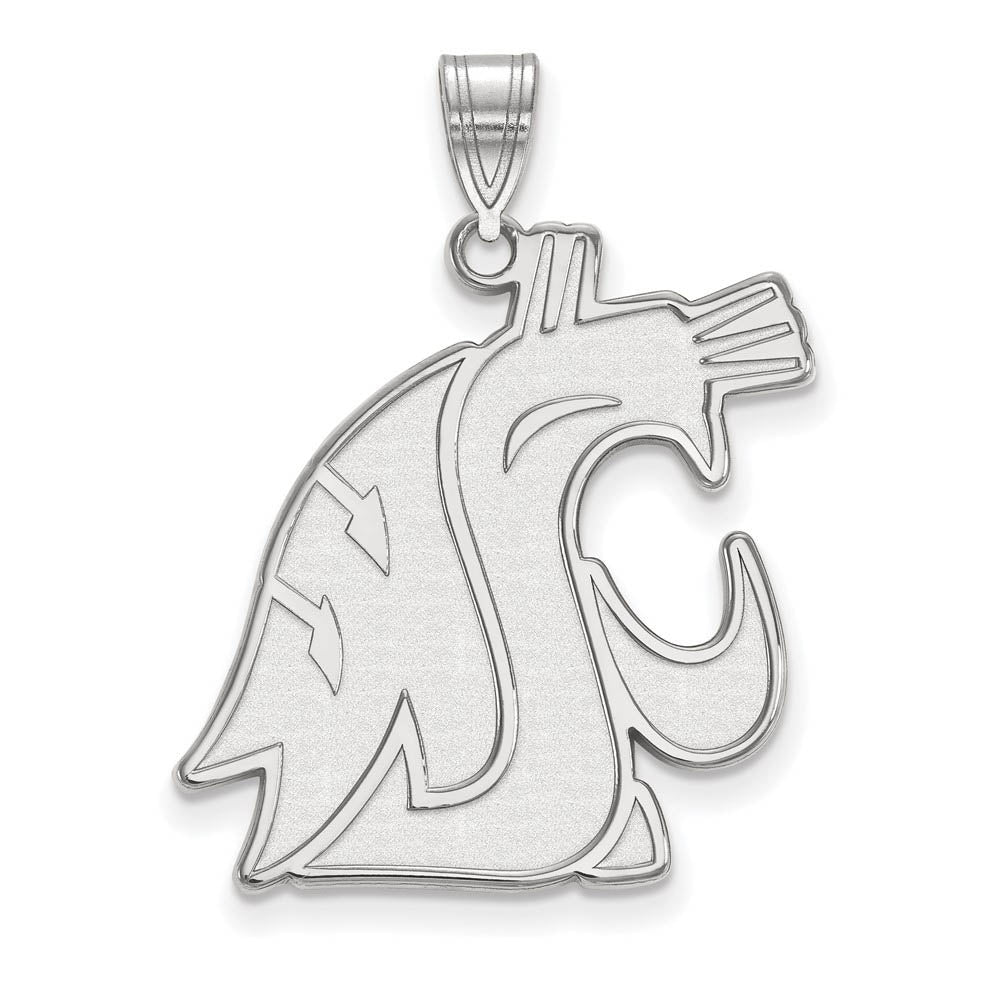 10k White Gold Washington State XL Mascot Pendant, Item P21543 by The Black Bow Jewelry Co.