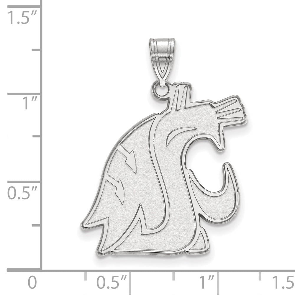 Alternate view of the 10k White Gold Washington State XL Mascot Pendant by The Black Bow Jewelry Co.