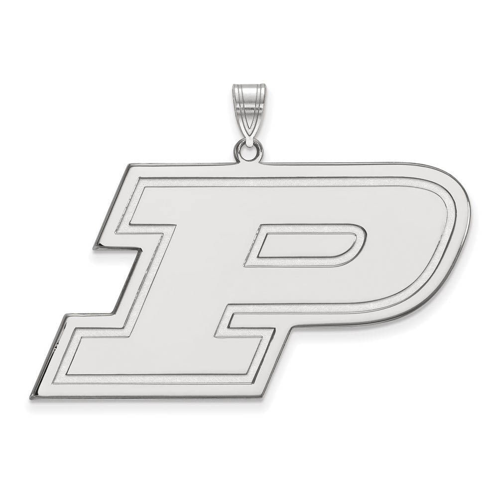 10k White Gold Purdue XL Initial P Pendant, Item P21557 by The Black Bow Jewelry Co.