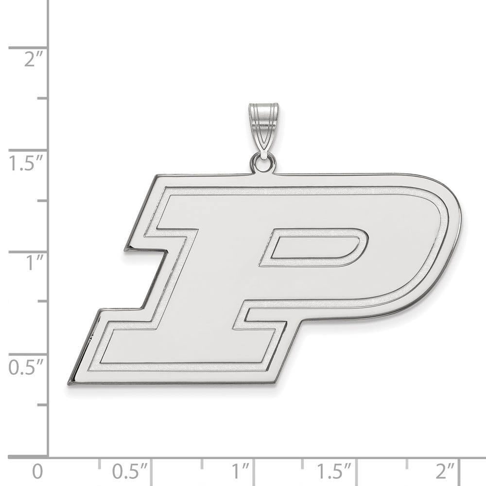 Alternate view of the 10k White Gold Purdue XL Initial P Pendant by The Black Bow Jewelry Co.