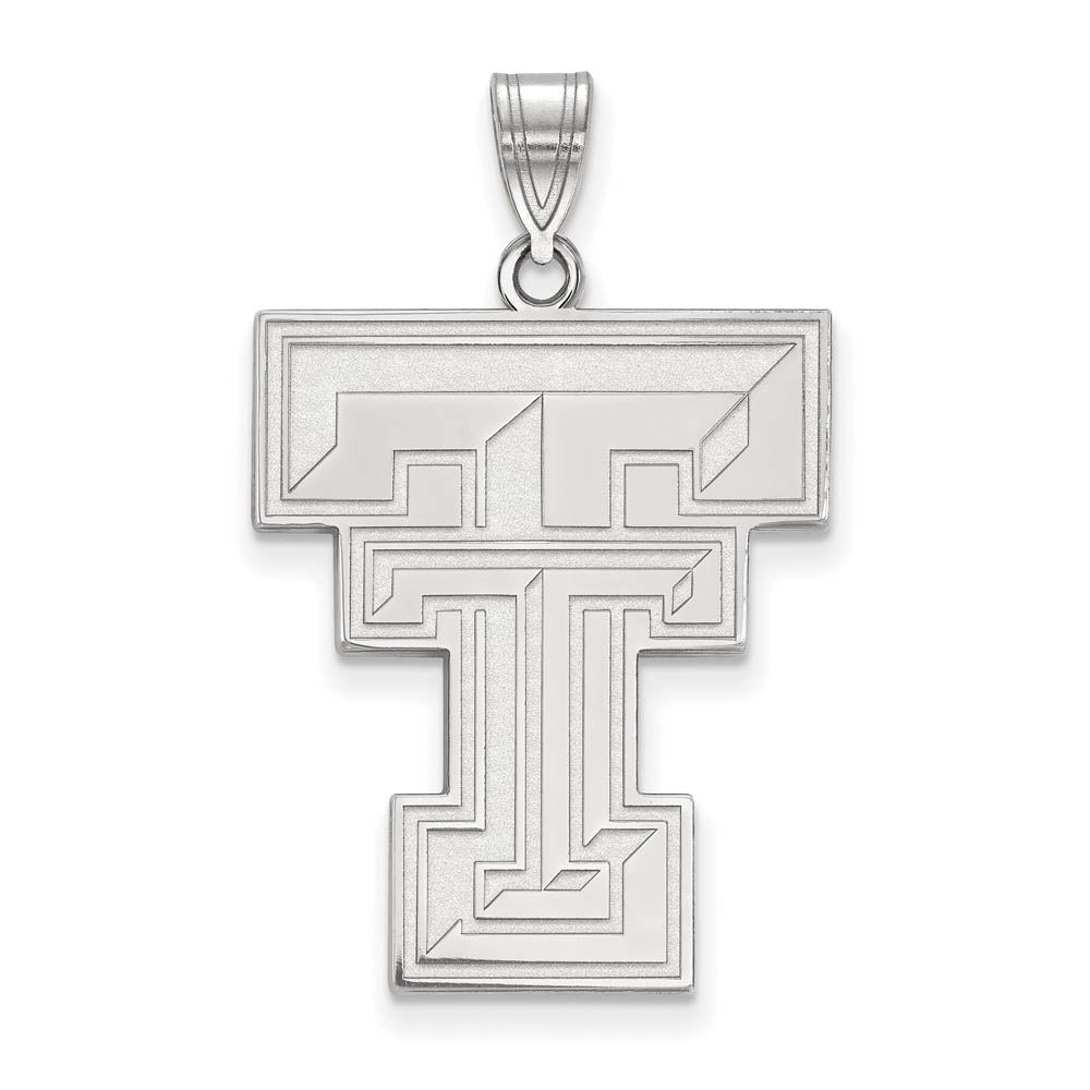 10k White Gold Texas Tech U. XL Pendant, Item P21559 by The Black Bow Jewelry Co.