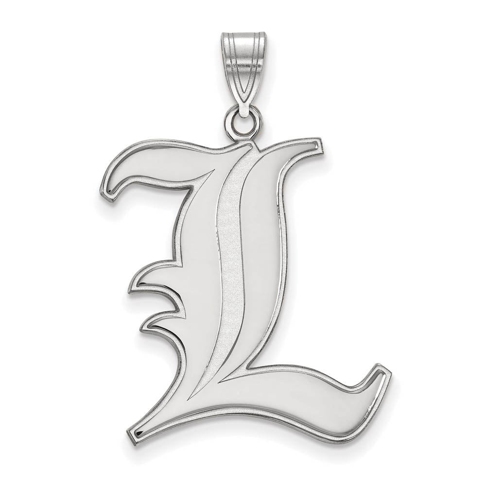 10k White Gold U. of Louisville XL 'L' Pendant, Item P21566 by The Black Bow Jewelry Co.