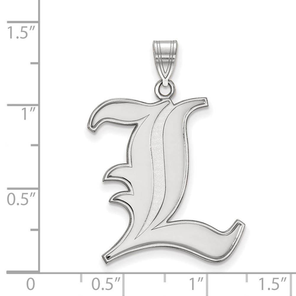 Alternate view of the 10k White Gold U. of Louisville XL 'L' Pendant by The Black Bow Jewelry Co.