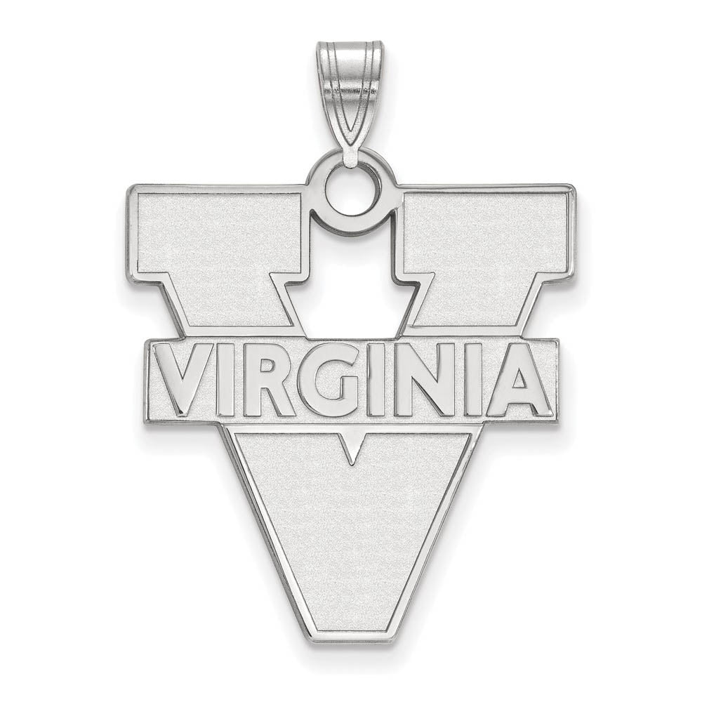 10k White Gold U. of Virginia XL 'V' Logo Pendant, Item P21577 by The Black Bow Jewelry Co.