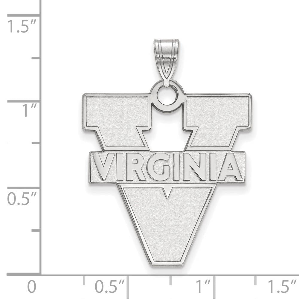 Alternate view of the 10k White Gold U. of Virginia XL 'V' Logo Pendant by The Black Bow Jewelry Co.