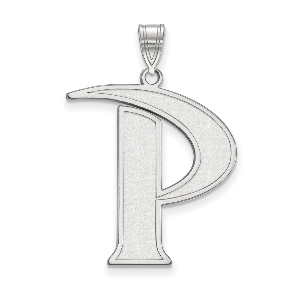 10k White Gold Pepperdine U. XL Initial P Pendant, Item P21586 by The Black Bow Jewelry Co.
