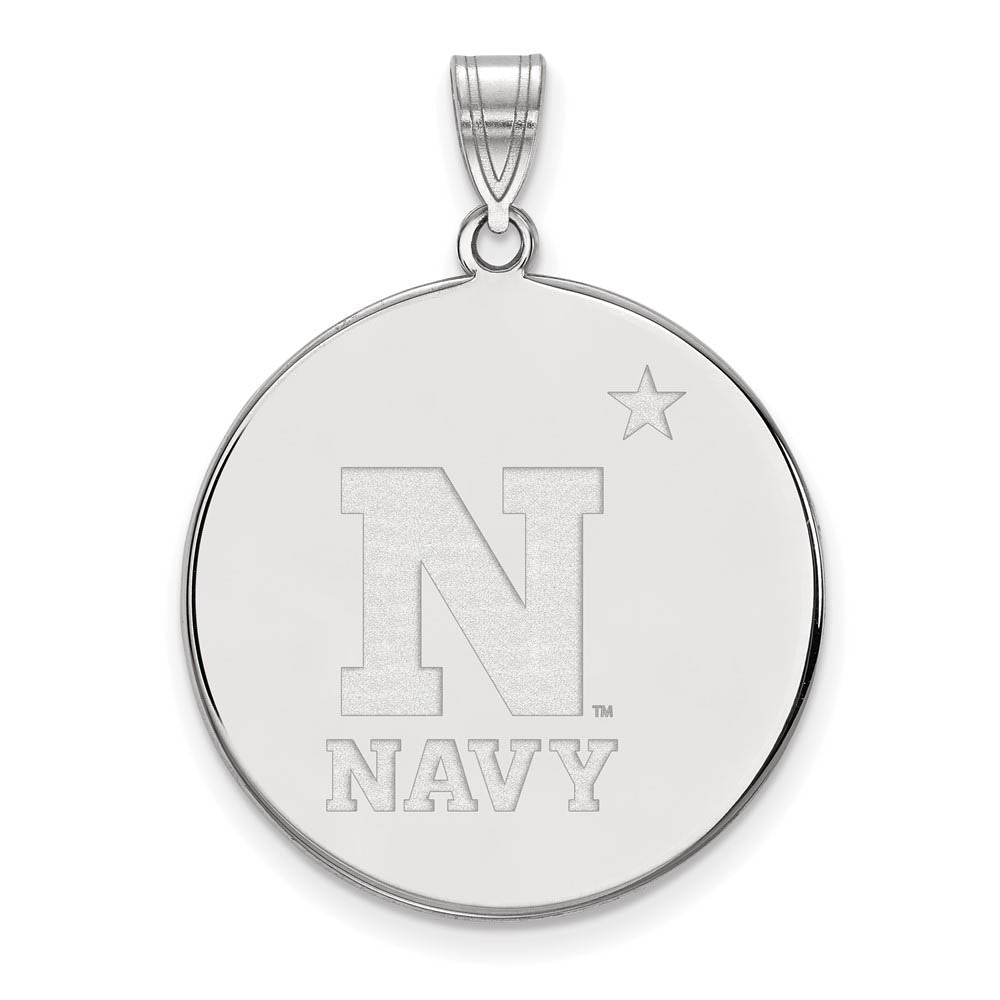 10k White Gold U.S. Naval Academy XL Disc Pendant, Item P21593 by The Black Bow Jewelry Co.