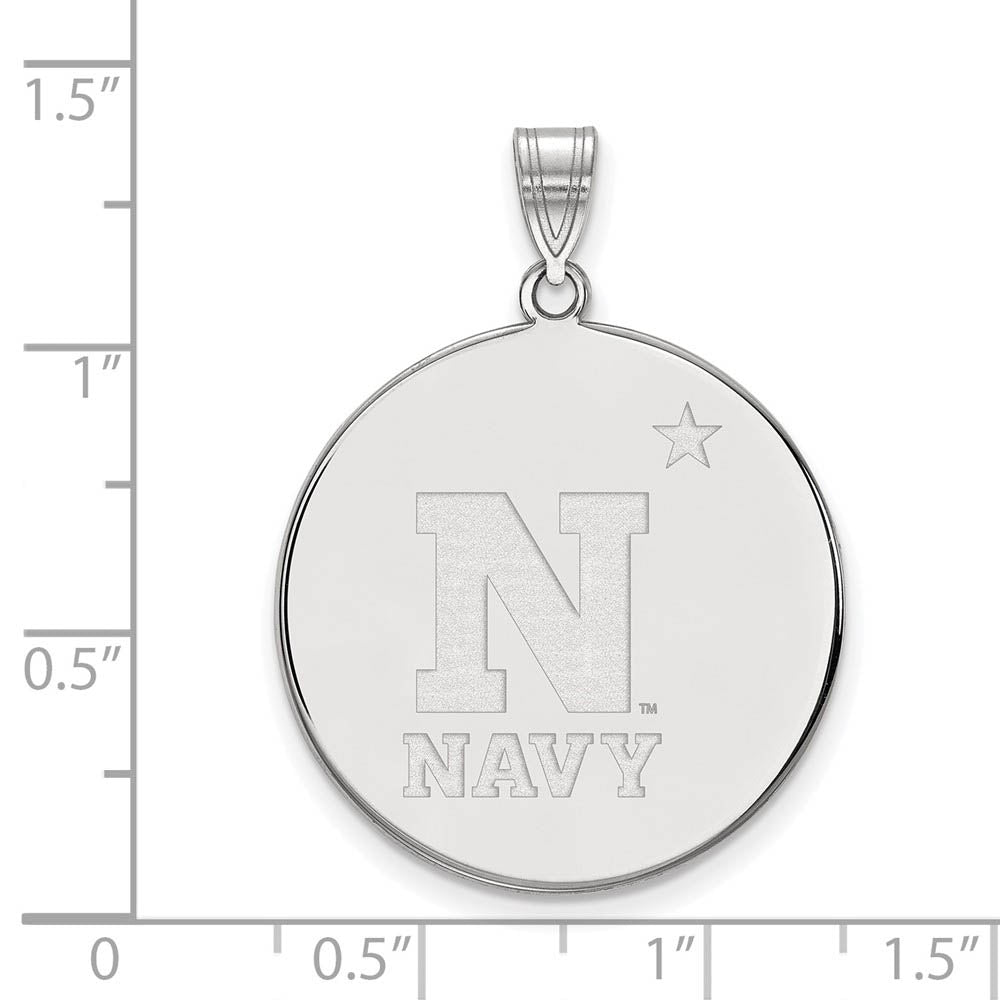 Alternate view of the 10k White Gold U.S. Naval Academy XL Disc Pendant by The Black Bow Jewelry Co.