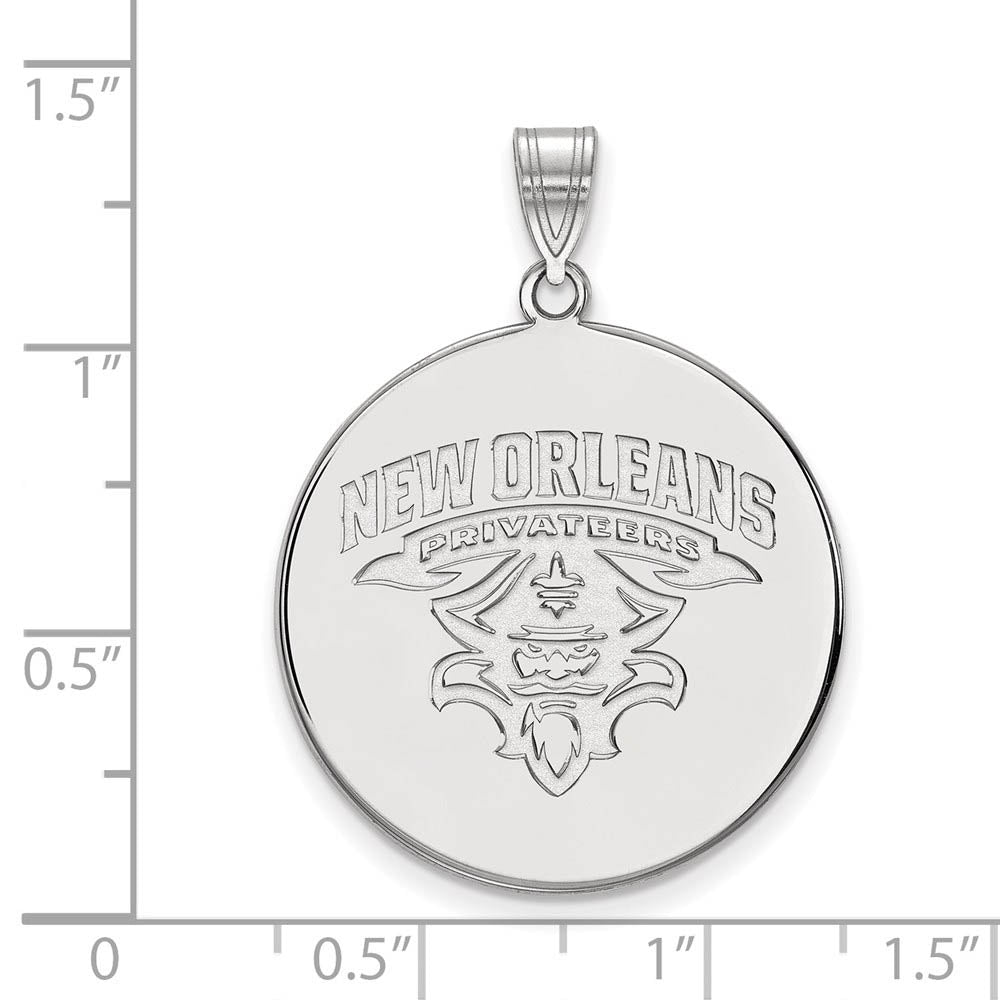 Alternate view of the 10k White Gold U. of New Orleans XL Disc Pendant by The Black Bow Jewelry Co.