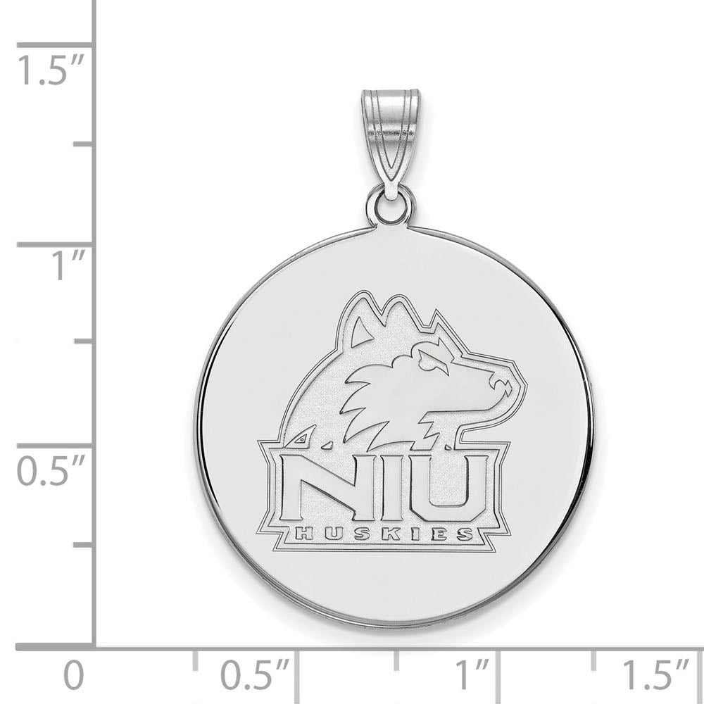 Alternate view of the 10k White Gold Northern Illinois U. XL Pendant Disc Pendant by The Black Bow Jewelry Co.