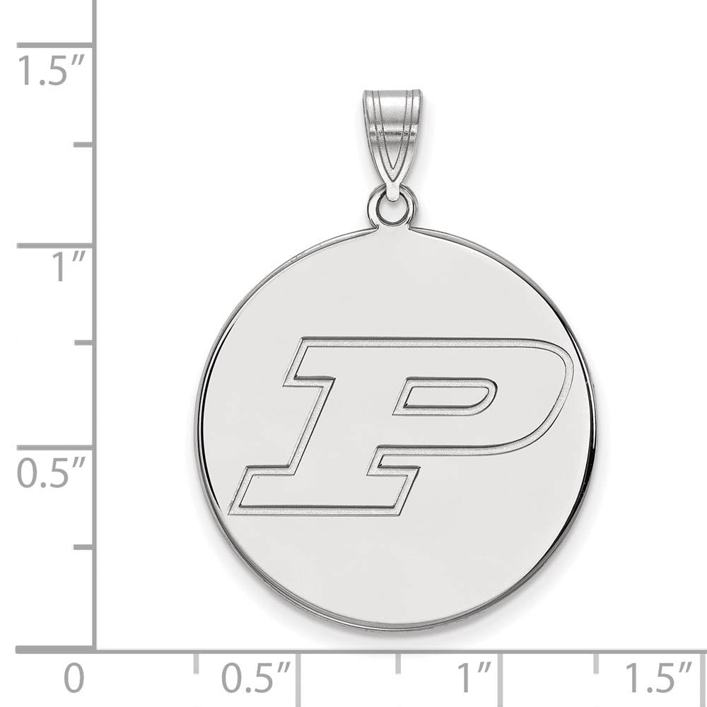 Alternate view of the 10k White Gold Purdue XL Initial P Disc Pendant by The Black Bow Jewelry Co.