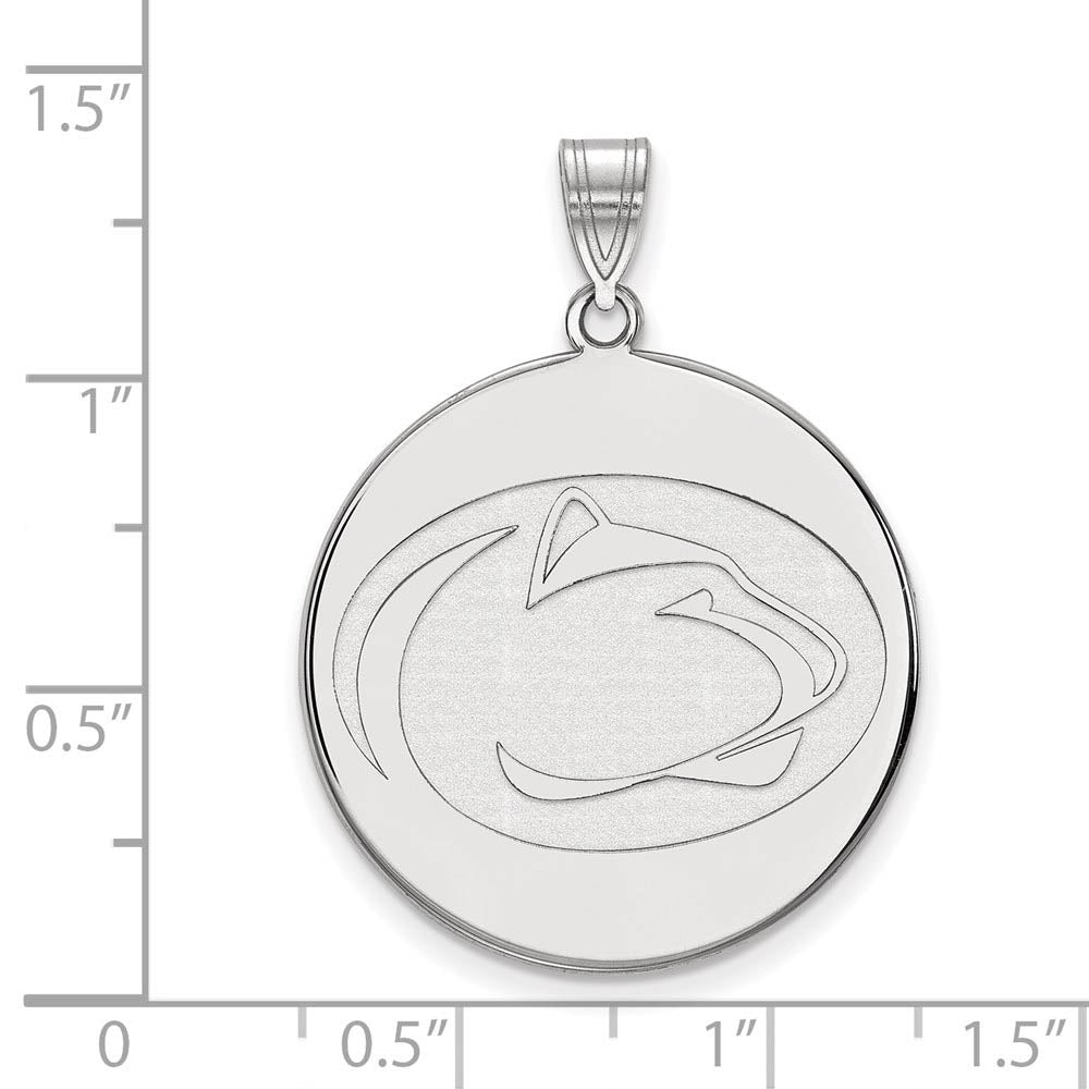 Alternate view of the 10k White Gold Penn State XL Logo Disc Pendant by The Black Bow Jewelry Co.