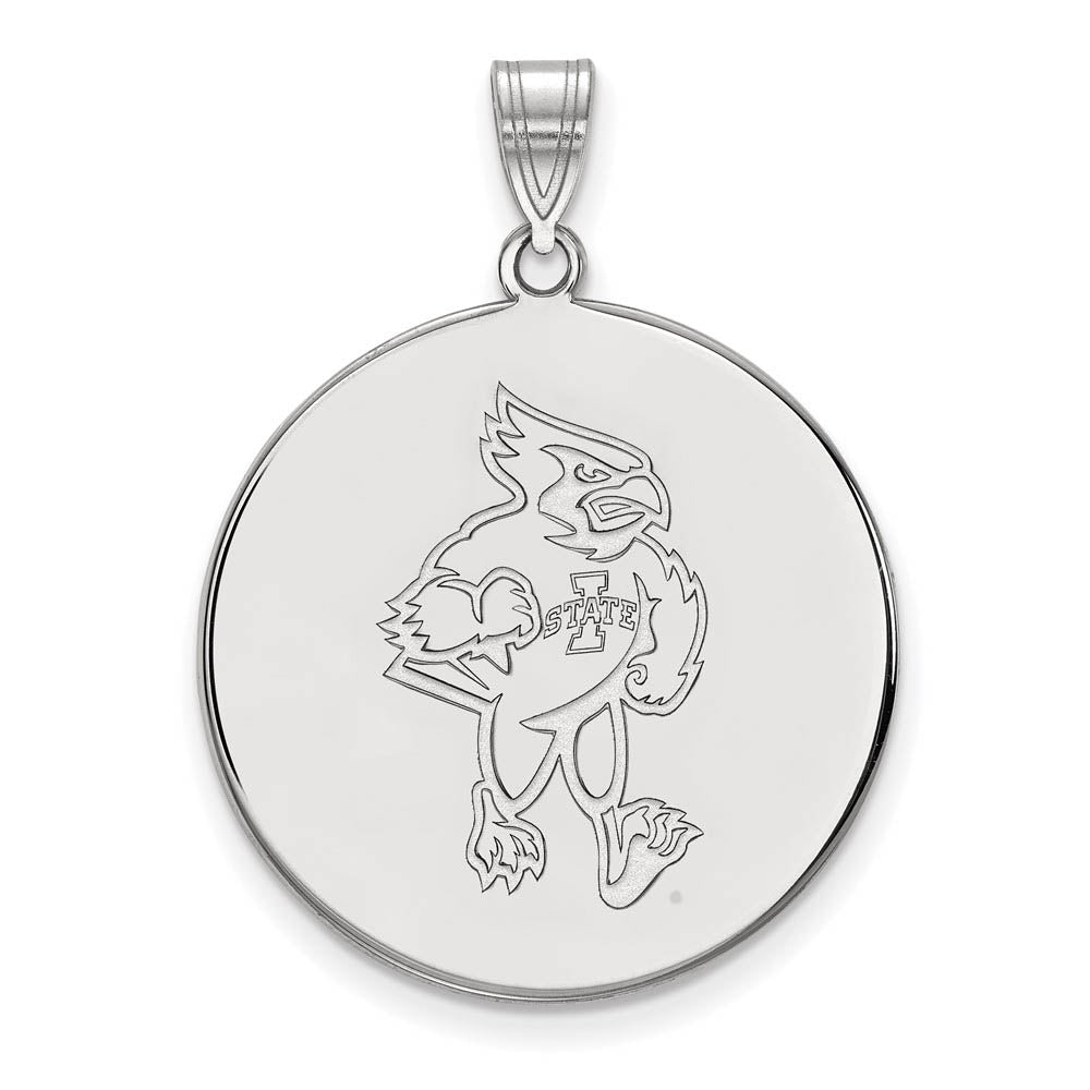 10k White Gold Iowa State XL Mascot Disc Pendant, Item P21617 by The Black Bow Jewelry Co.