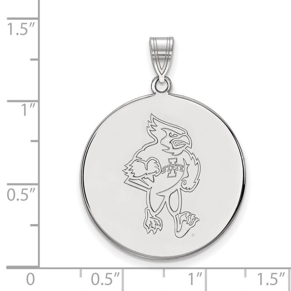 Alternate view of the 10k White Gold Iowa State XL Mascot Disc Pendant by The Black Bow Jewelry Co.