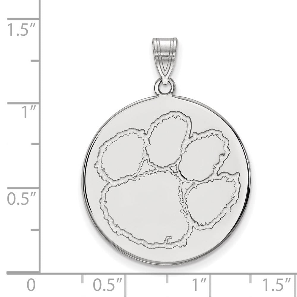 Alternate view of the 10k White Gold Clemson U XL Disc Pendant by The Black Bow Jewelry Co.