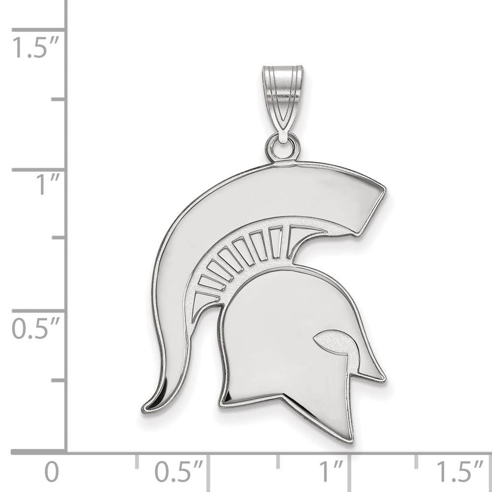 Alternate view of the 10k White Gold Michigan State XL Logo Pendant by The Black Bow Jewelry Co.