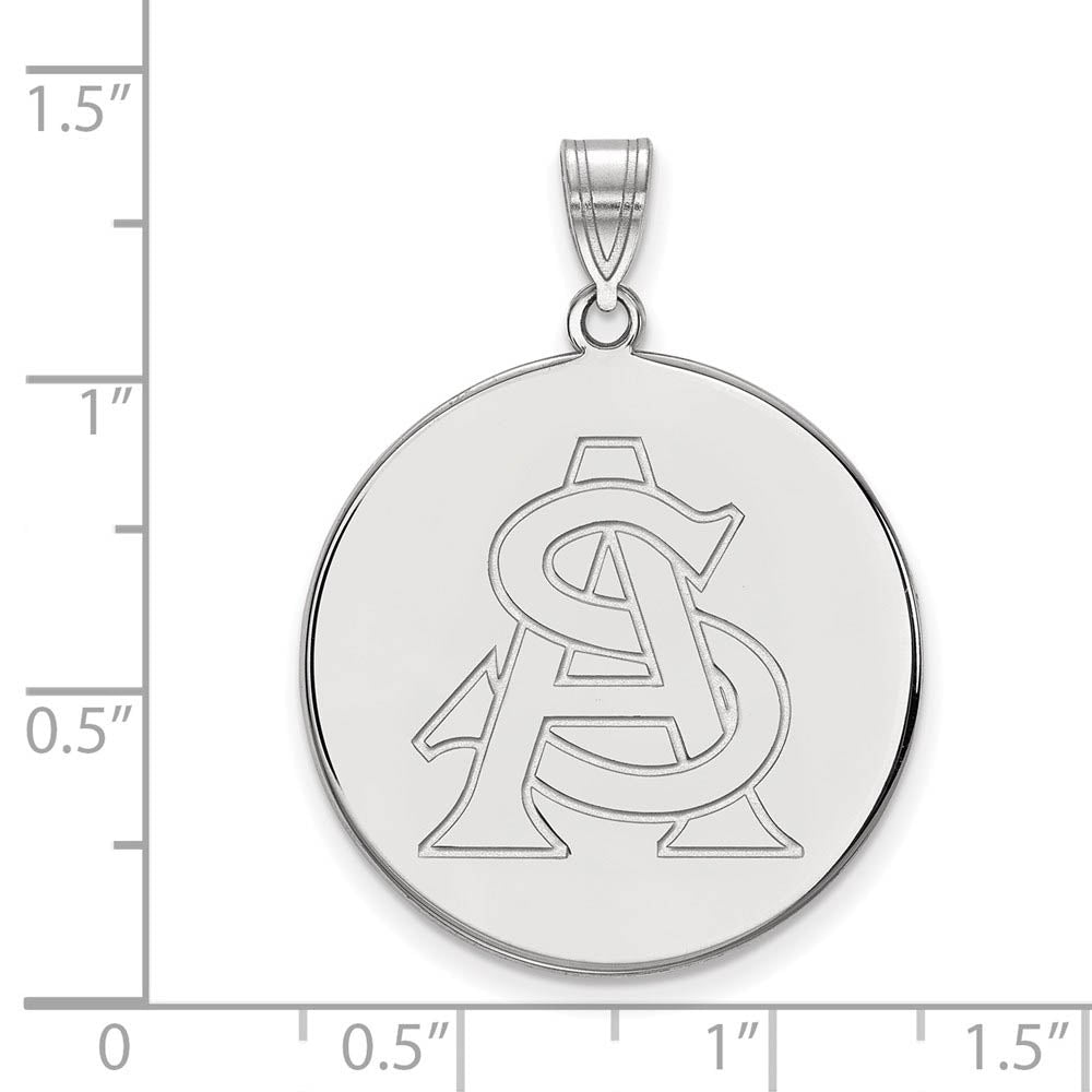 Alternate view of the 10k White Gold Arizona State XL Disc Pendant by The Black Bow Jewelry Co.