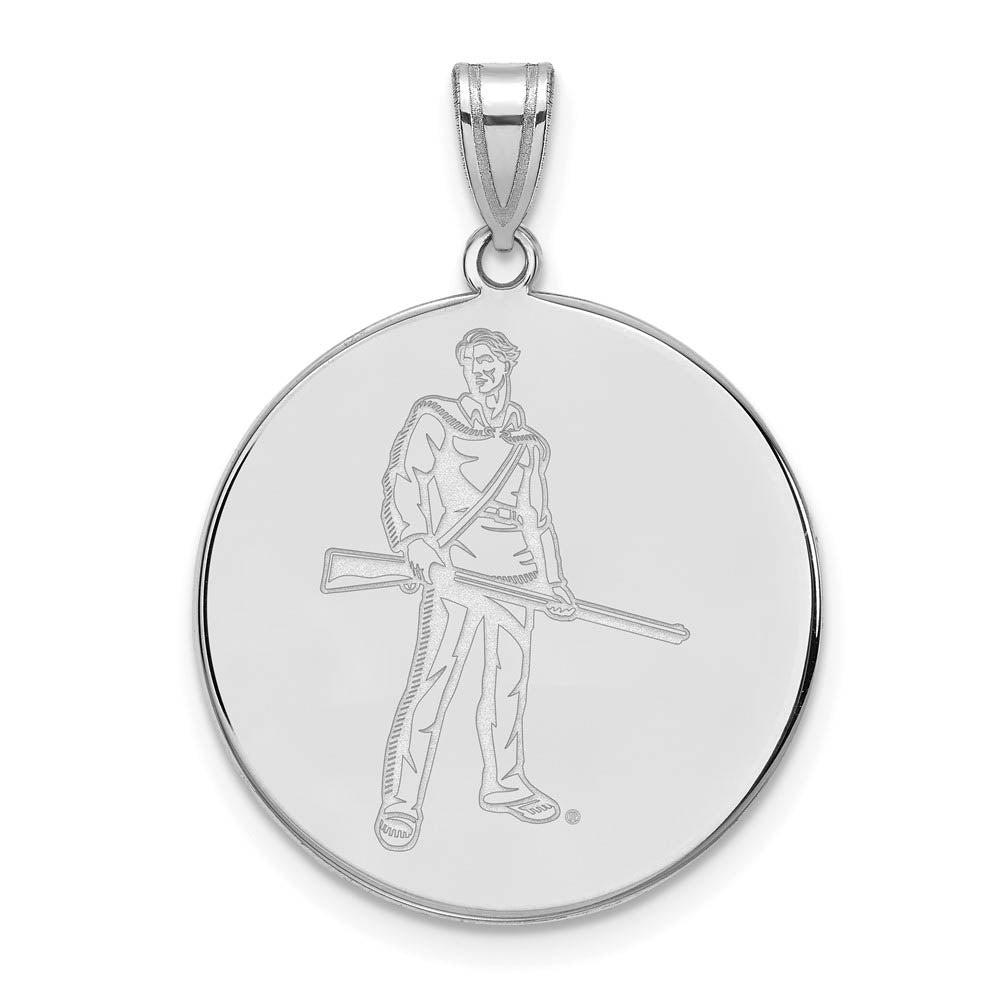 10k White Gold West Virginia U. XL Mascot Disc Pendant, Item P21656 by The Black Bow Jewelry Co.