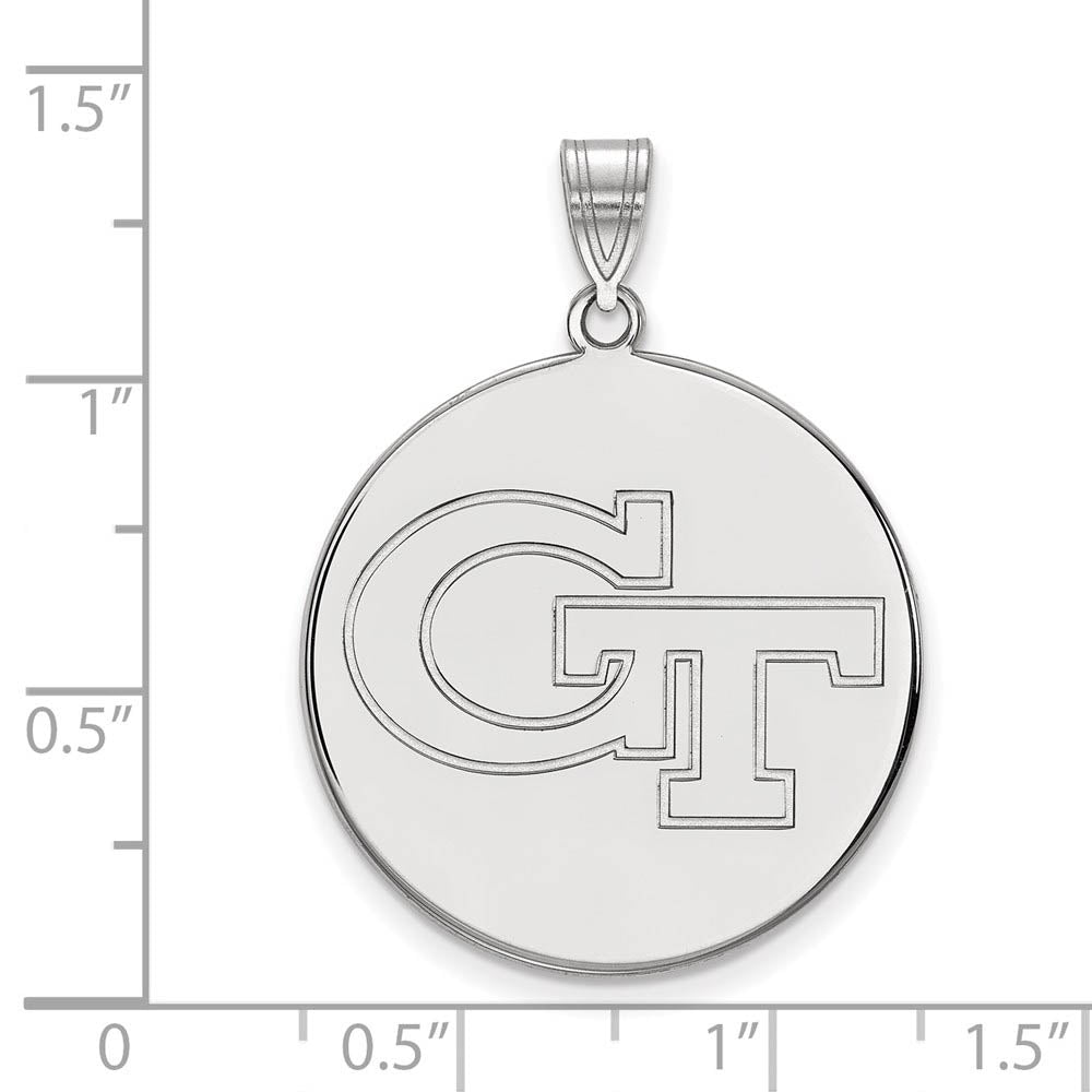 Alternate view of the 10k White Gold Georgia Technology XL Disc Pendant by The Black Bow Jewelry Co.