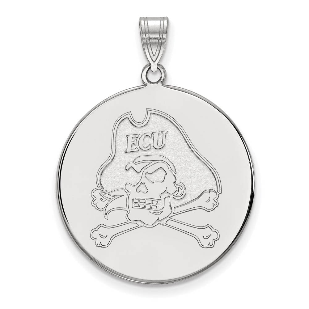 10k White Gold East Carolina U XL Disc Pendant, Item P21664 by The Black Bow Jewelry Co.