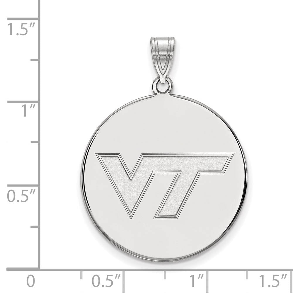 Alternate view of the 10k White Gold Virginia Tech XL Logo Disc Pendant by The Black Bow Jewelry Co.