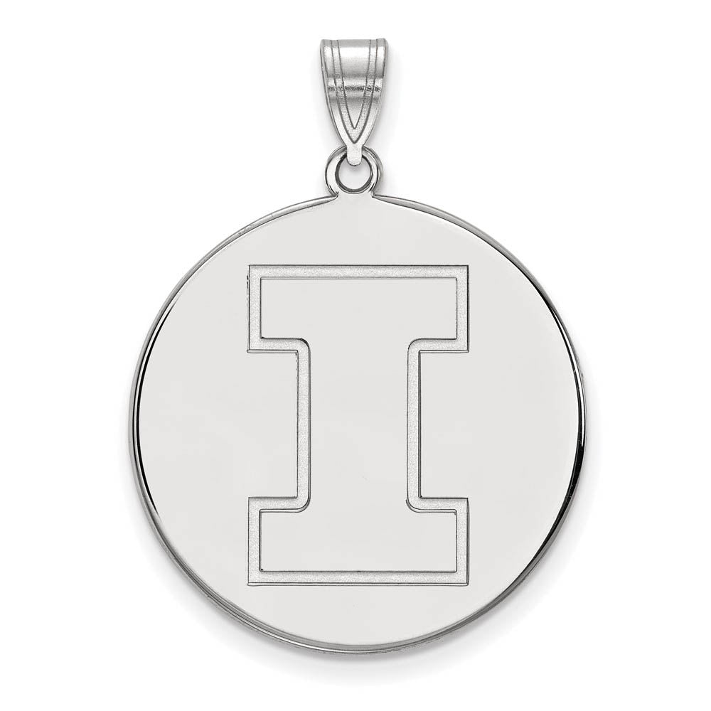 10k White Gold U. of Illinois XL Initial I Disc Pendant, Item P21674 by The Black Bow Jewelry Co.