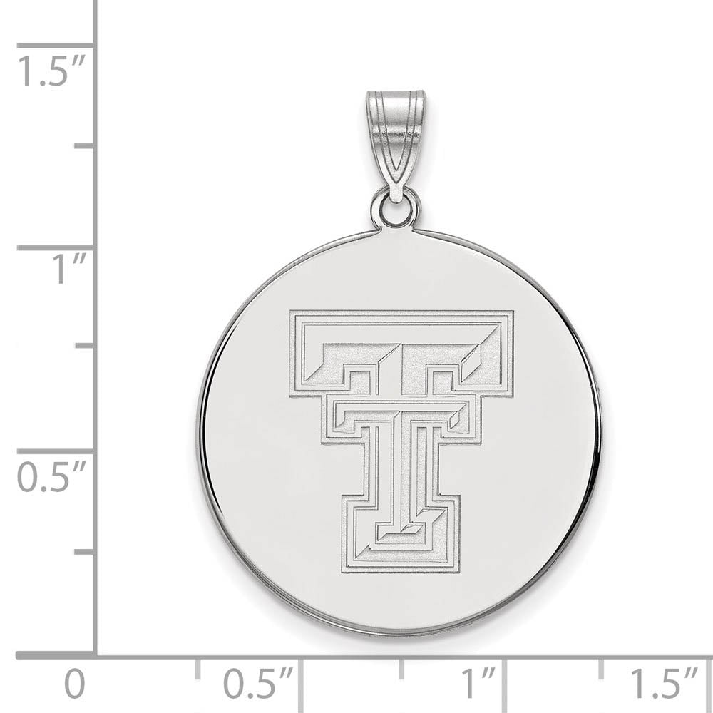 Alternate view of the 10k White Gold Texas Tech U. XL 'TT' Disc Pendant by The Black Bow Jewelry Co.